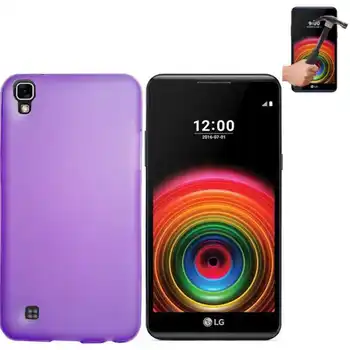 Sklandžiai TPU case for LG X Power K220 violetinė + grūdintas stiklas Raštas