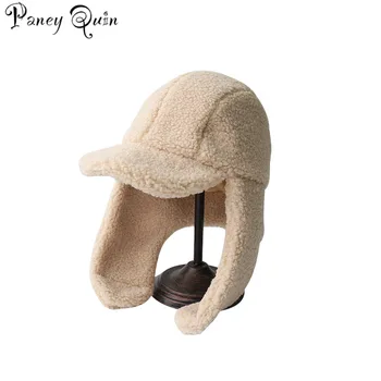 Hat Moterų žiemos gražių ausų apsaugos Pliušinis sutirštės Bombonešis Skrybėlės ėriukų vilna Bžūp Mergina Mados Sutirštės Minkštas Šiltas Skrybėlės