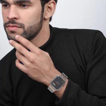 41mm 45mm Apple watchband serija 7 TPU dėklą ir+juostos iwatch 7 Skaidrus Kvėpuojantis watchband apple žiūrėti 7 pakeitimas