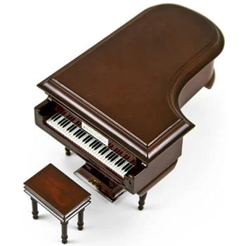 Miniatiūriniai Fortepijono Modelio Rinkinio Muzikos Instrumentas su Kėdė,Namų Biuro Apdailos(Be Muzikos)