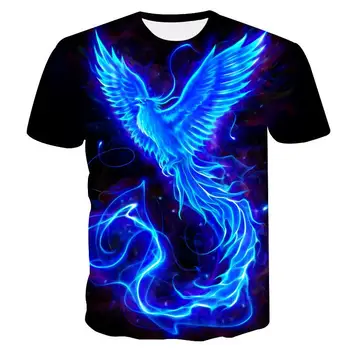 2020 3d vyriški T-shirt Vasaros Mados Vyrų Ir Moterų Drabužiai 3d Gaisro Phoenix Atspausdintas T-shirt Harajuku T Atsitiktiniai trumpomis Rankovėmis marškinėliai