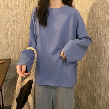 Han Rudens drabužiai moterims 2021 naujas ilgomis rankovėmis viršūnes mados temperamentas prarasti dizaino prasme išorinis dėvėti marškinėliai