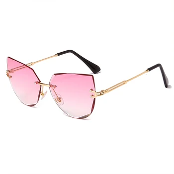 Mados Taškus Cat Eye Akiniai nuo saulės Ženklo Dizaino Naujos Moterų Metalo Saulės akiniai Prabangių Atspalvių UV400 Akiniai oculos gafas de sol