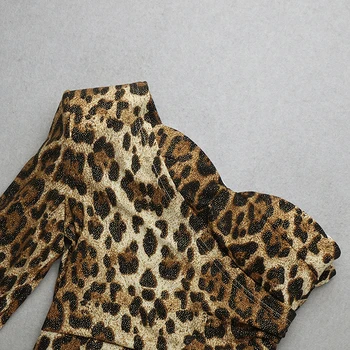 2021 m. Pavasarį Moterų Sexy Nesimetriškas Vieną Petį Diamond Leopard Suknelė Bodycon Celebrity Club Vakare Šalis Suknelė Vestidos