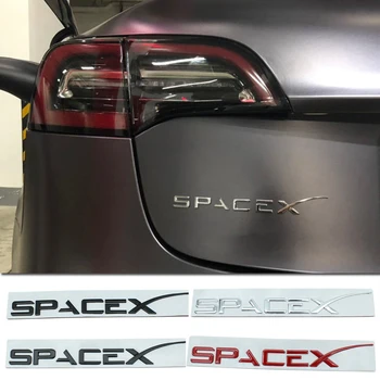 3D Metalų Dengimo Galiniai Kamieno SPACEX Laišką Apdailos Emblema Lipdukas Automobilio Lipdukas, skirtas Modelis 3 X Y m a S