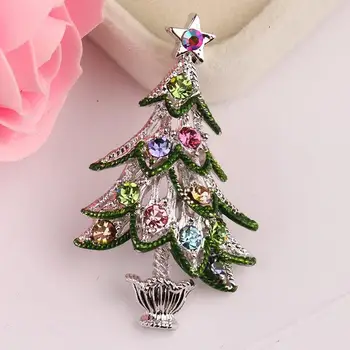 Kleurrijke Lichtmetalen Kerstboom Broches Voor Vrouwen Masės Derliaus Smeigtukai Sieraden Režimas Pak Jurk Aksesuarai
