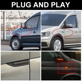 Dinaminis LED Šoniniai Gabaritiniai Žibintai Teka Eilės Posūkio Signalo Lemputė Indikatorių VW Caddy MK4-2019