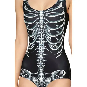 [Tu Mano Paslaptis] Gotikos Skeletas Moterų vientisi Maudymosi kostiumai Seksualus Monokini Maudymosi Maudymosi Tamsus Juodas Paplūdimio Backless Bodysuit