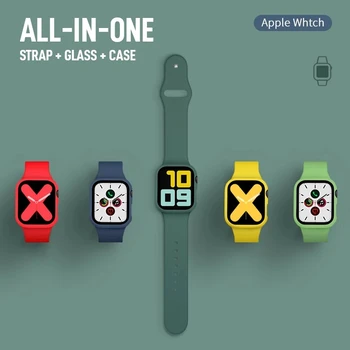 Stiklas+Diržu, Apple Watch Band 41mm 45mm Screen Protector+Case+diržas Aksesuarai, Apyrankės IWatch 7 Serijos 45mm