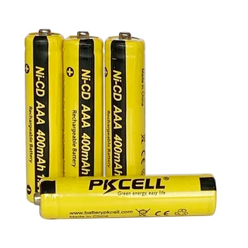 20pcs/aikštelė*PKCELL 400mAh AAA Ni-CD Įkrovimo Baterija Baterijos Mygtuką Viršuje NiCd 3A 1.2 V