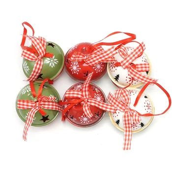 6Pcs Kalėdinė Dekoracija Namuose Raudona Žalia Balta Metalo Jingle Bell) Su Kaspinu Linksmų Kalėdų Medžio Apdaila