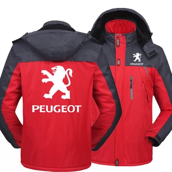 2021 Naujas Žiemos forPeugeot Logotipas Vyrų Vėjo Striukės su Gobtuvu Storas Šiltas Paltai Vyrų Outwear Alpinizmo Paltas Švarkelis