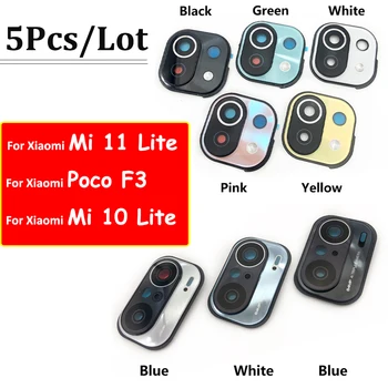 5vnt/Daug， Už Xiaomi Mi 11 Lite / Poco F3 / Mi 10 Lite Stiklas, Galinio vaizdo Kamera, Objektyvo Dangtelis Su Rėmo Laikiklis su Lipduku