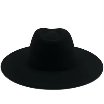 Plataus kraštais fedora naujas reguliuojamas unisex fedora skrybėlę 9.5 cm, kraštų dviejų spalvų didelio dydžio kupranugario džiazo skrybėlę žiemos skrybėlę кепка мужская