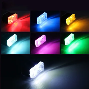 1pcs 7 Spalvų Mini USB LED Automobilio Salono Šviesos Nešiojamų Neon Atmosfera Aplinkos Dekoratyvinės Lempos Lemputė Priedai Naujovė Apšvietimas